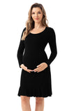 Bearsland Long Sleeve Ruffle Hem Maternity Dress