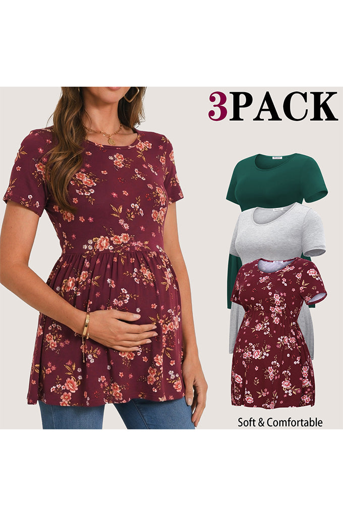 Bearsland Scoop Neck Short Sleeve  Maternity Tops