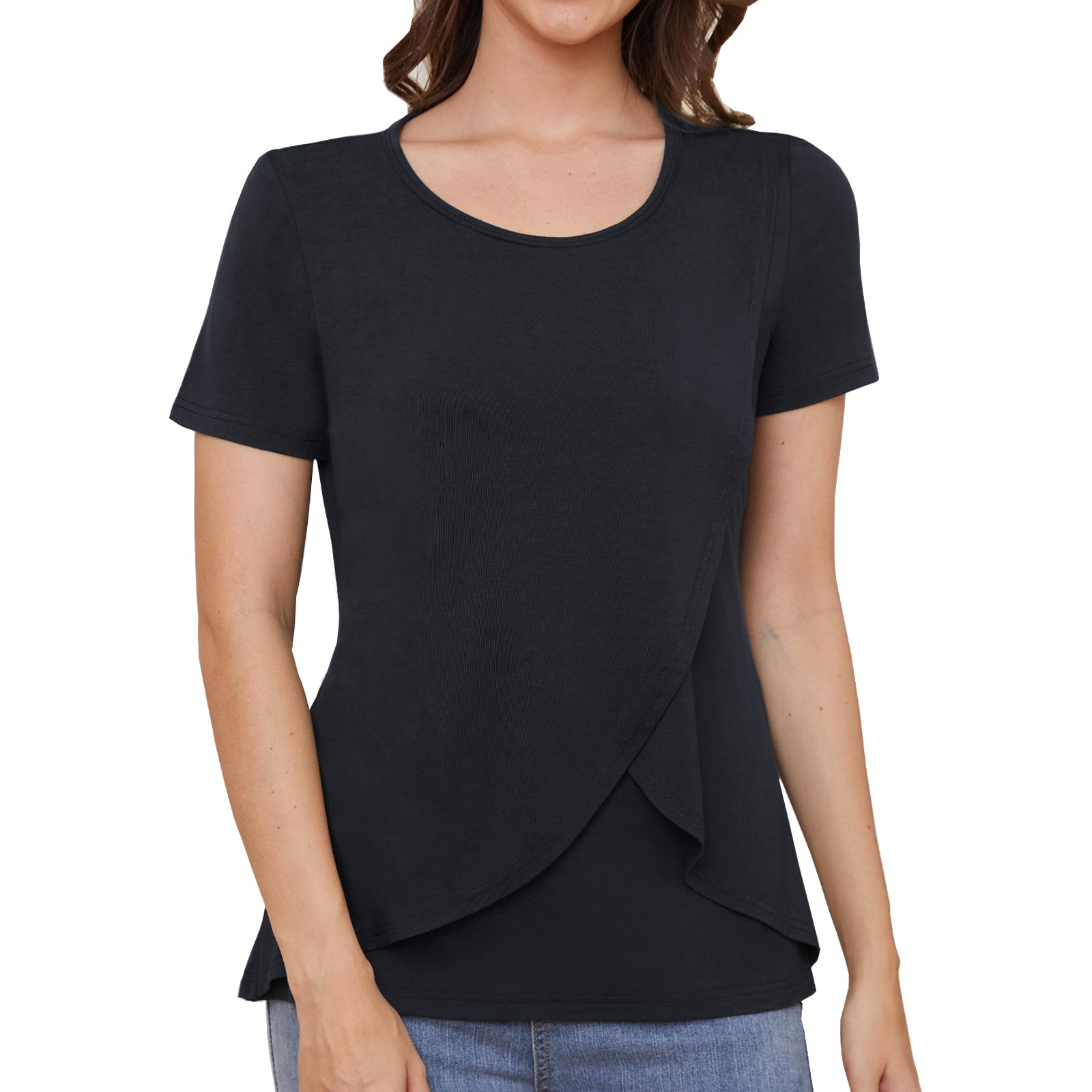 Beaisland Maternity Shirts Short Sleeve Nursing Tops, 3-Pack