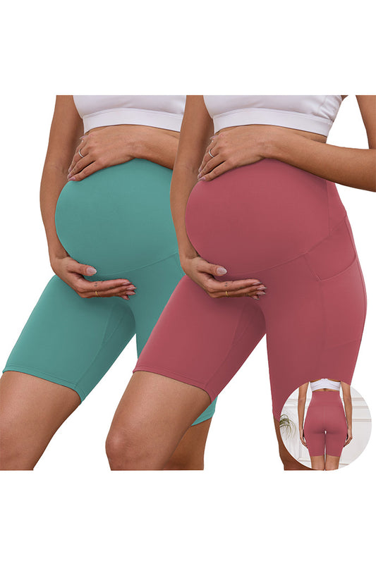 Women's Plus Size Butterluxe Maternity Shorts over The Belly Pregnancy Yoga Shorts Workout Athletic Biker Shorts 2-Pack