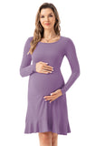 Bearsland Long Sleeve Ruffle Hem Maternity Dress