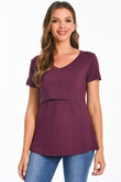 Bearsland Womens V Neck Nursing Tops Maternity Breastfeeding Tee Shirts
