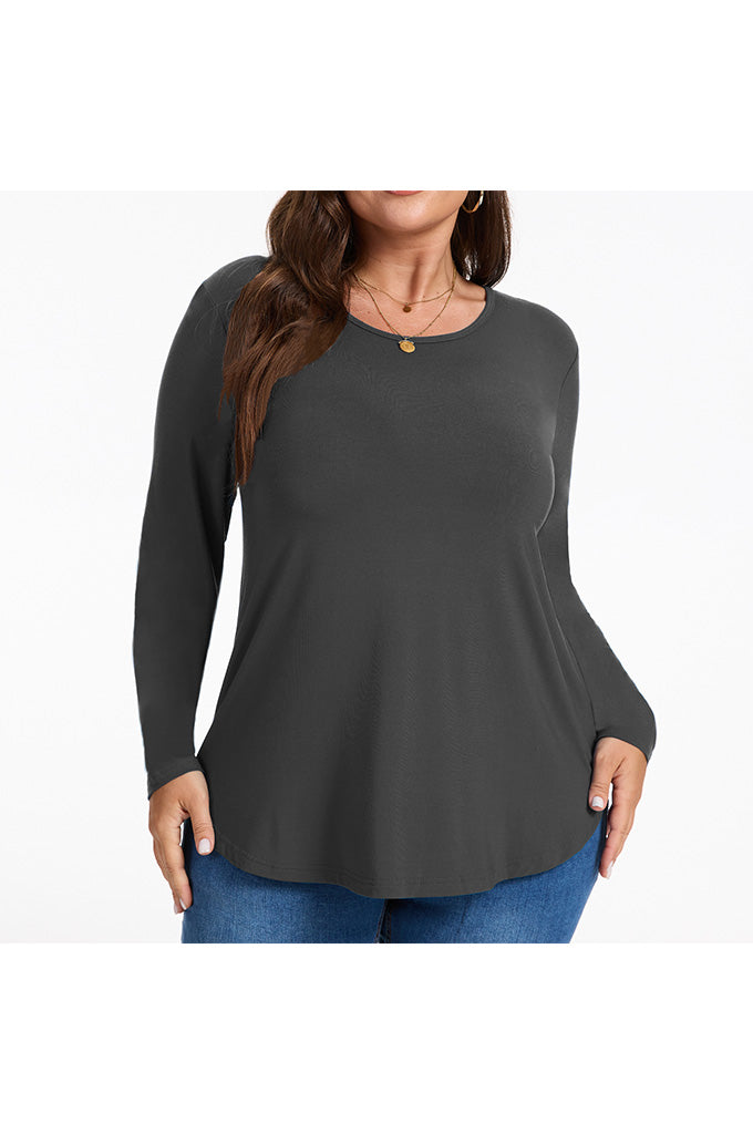 Women's Plus Size Tops Crew neck Long Sleeve Shirts Loose Tunic Tops Fall Shirts