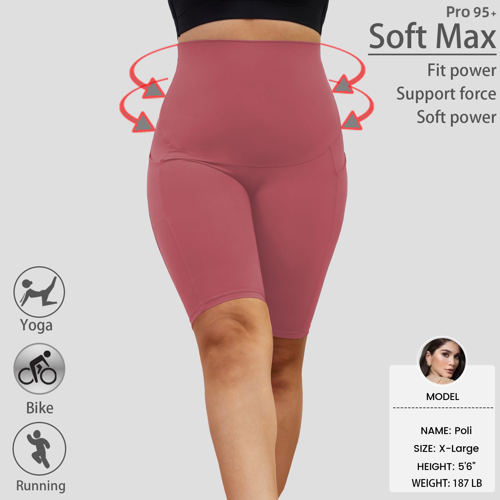 DDLUYY Women's Plus Size Butterluxe Tummy Control High Waist Yoga Shorts Workout Athletic Biker Shorts with Pockets 3-Pack