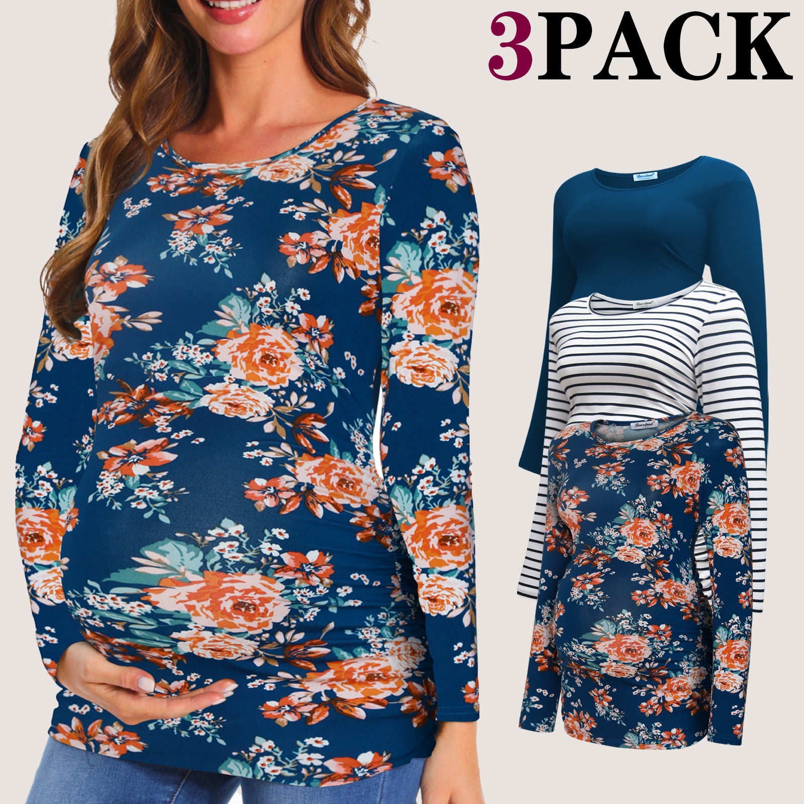 Womens Maternity Long Sleeve Tshirt 3 Packs