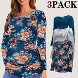 Womens Maternity Long Sleeve Tshirt 3 Packs