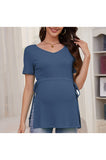 Bearsland Women's Maternity Shirt Casual Tops Side Split Pullovers Pregnancy Clothes