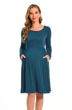 Bearsland Women’s Long Sleeve Maternity Dresses with Pocket