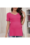 Bearsland Women's Maternity Shirt Casual Tops Side Split Pullovers Pregnancy Clothes
