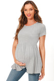 Bearsland Maternity Tops Short Sleeve Scoop Neck Pregnancy Clothes