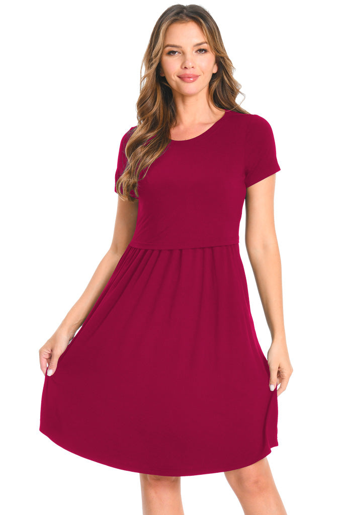 Bearsland Women's Short Sleeves Nursing Dresses with Pockets