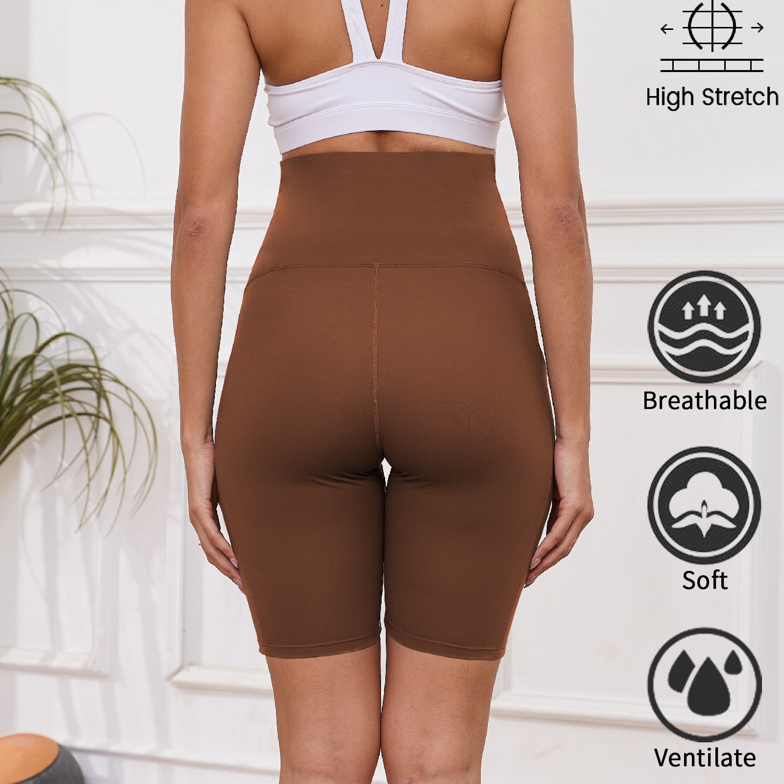 DDLUYY Women's Plus Size Butterluxe Tummy Control High Waist Yoga Shorts Workout Athletic Biker Shorts with Pockets 3-Pack