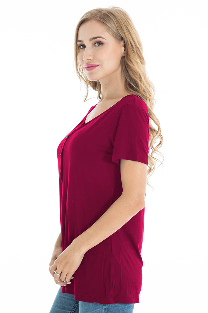 BEARSLAND Round Neck Nursing Short Sleeve Top