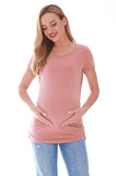 Bearsland Women's Maternity T-Shirt Classic Side Ruffle