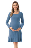 Bearsland Long Sleeve Ruffle Hem Maternity Dress