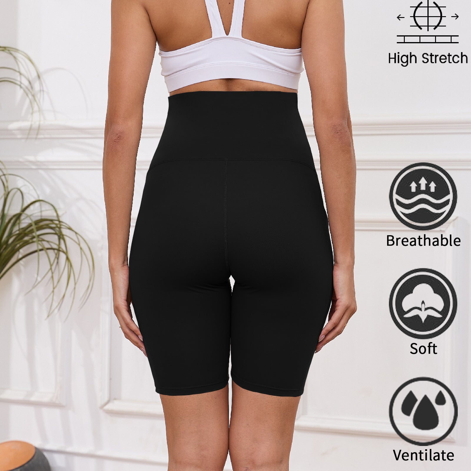 DDLUYY Women's Plus Size Butterluxe Tummy Control High Waist Yoga Shorts Workout Athletic Biker Shorts with Pockets 3-Pack