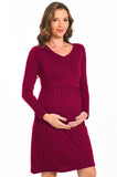 Bearsland Women's V-Neck Long Sleeve Maternity Dresses Nursing Dresses