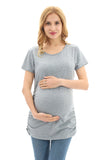 Bearsland Women's Maternity T-Shirt Classic Side Ruffle