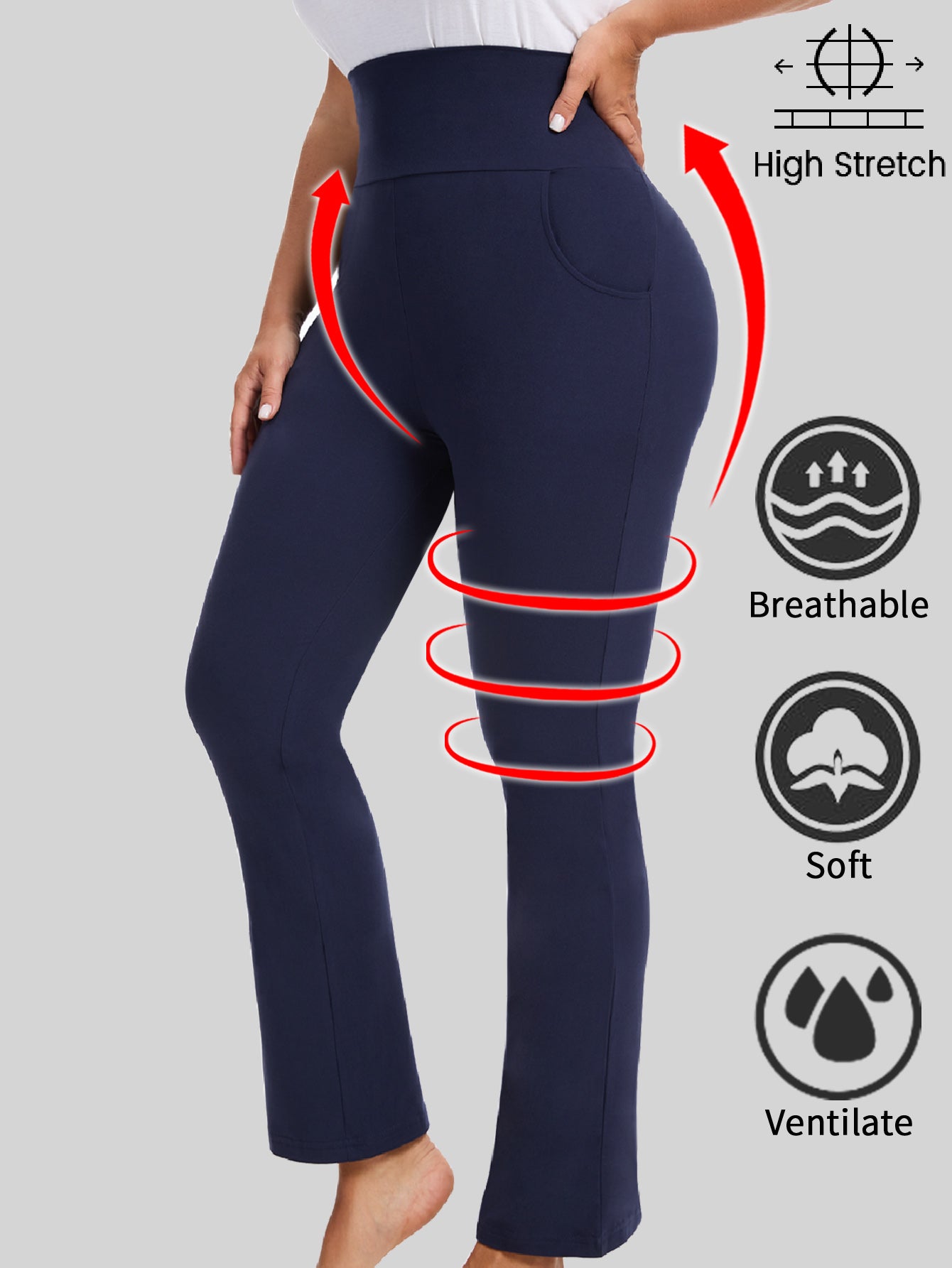 Womens Plus Size Flare Leggings with Pocket 3-Pack