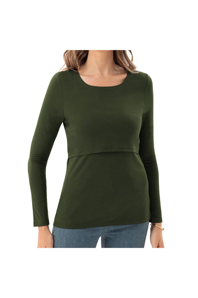 Women's Maternity Nursing Tops Comfy Long Sleeve Breastfeeding T-Shirt 3-Pack