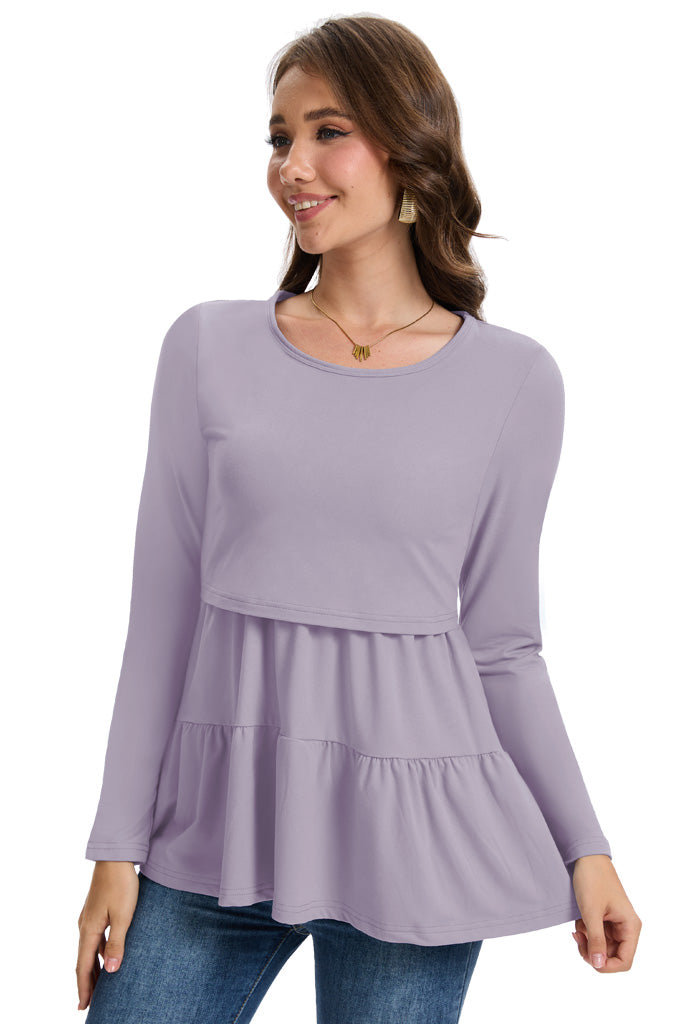 Bearsland Women’s Nursing Top 3pack Long Sleeve Scoop Neck Breastfeeding Shirts