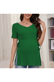 Bearsland Women's Maternity Shirt Casual Tops Side Split Pullovers Pregnancy Clothes