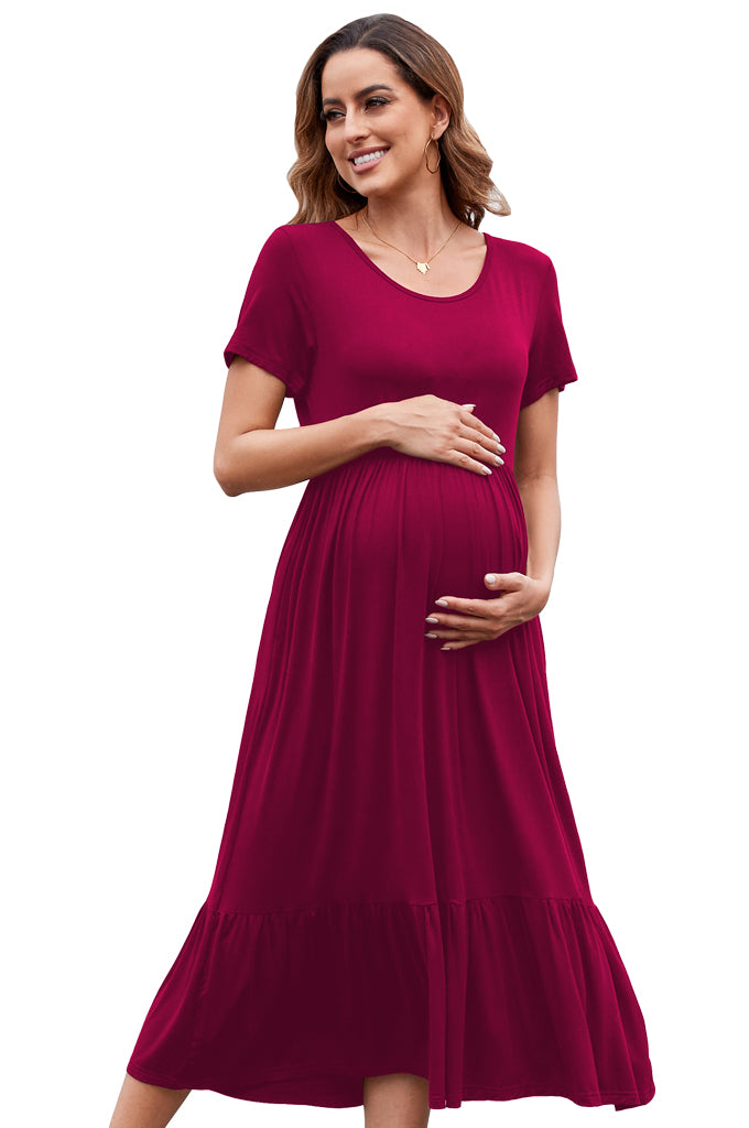 BEARSLAND round neck short sleeve maternity dress