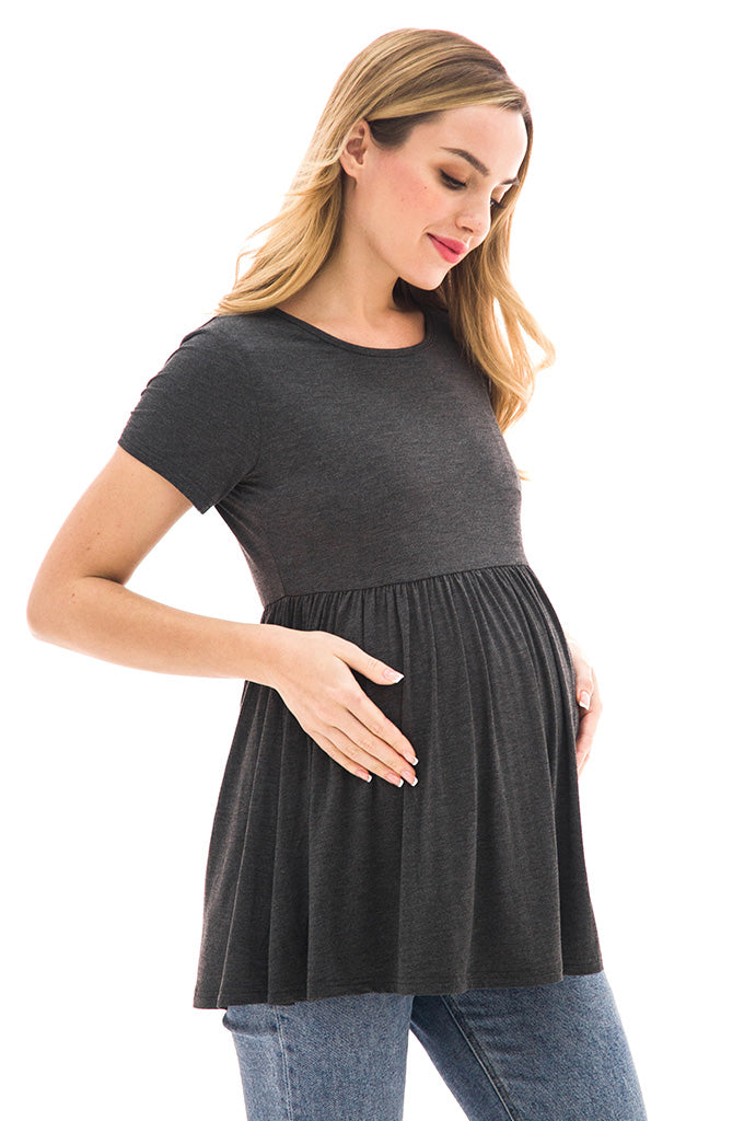 Bearsland Scoop Neck Short Sleeve  Maternity Tops
