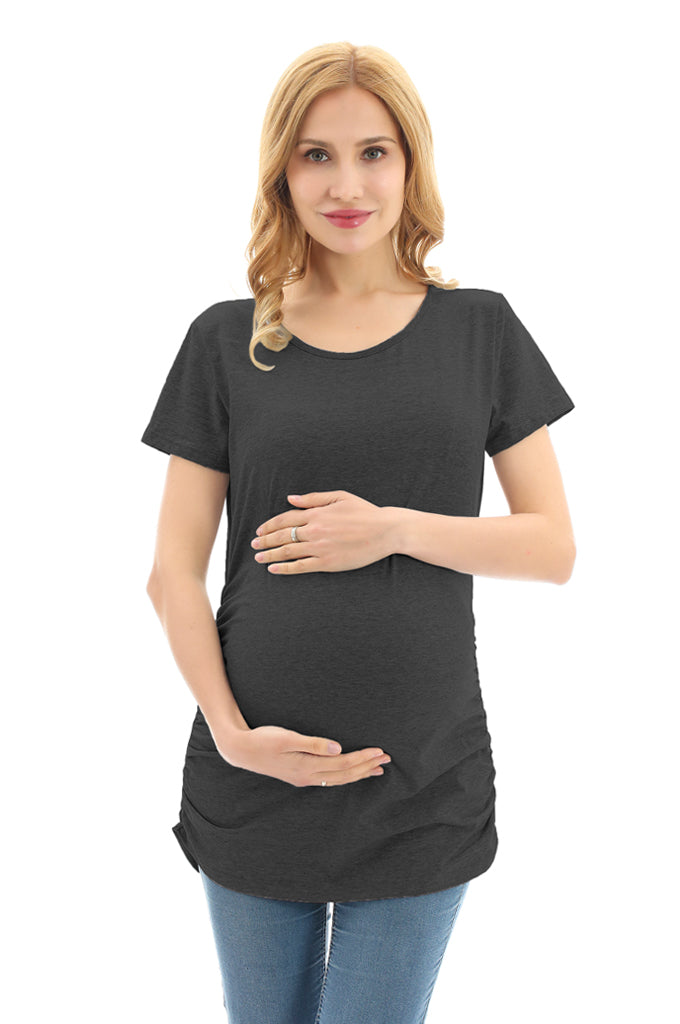 Bearsland Women's Maternity T-Shirt Classic Side Ruffle