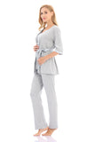 Bearsland Maternity Nursing Pajamas 3 Piece Set