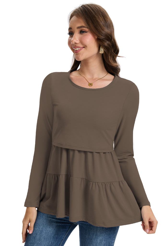 Bearsland Women’s Nursing Top 3pack Long Sleeve Scoop Neck Breastfeeding Shirts