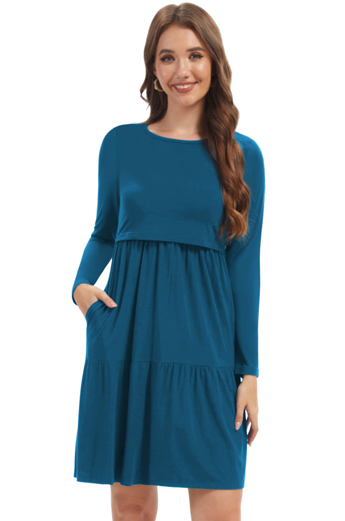 Bearsland Women’s Long Sleeve Nursing Dress with Pocket