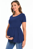 Bearsland Maternity Tops Short Sleeve Scoop Neck Pregnancy Clothes