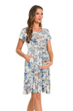 Bearsland Women's Short Sleeve Maternity Dress with Pocket