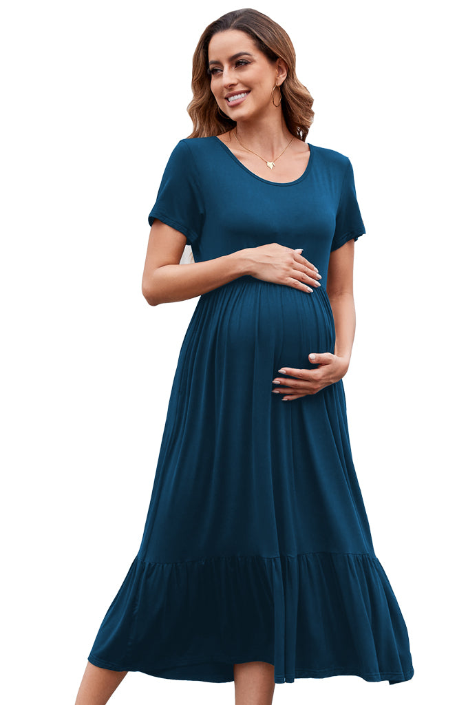 BEARSLAND round neck short sleeve maternity dress