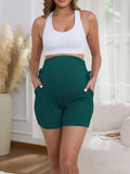 DDLUYY Women's Plus Size Maternity Biker Shorts Over the Belly Drawstring Stretchy Pregnancy Yoga Workout with Pockets 2-Pack