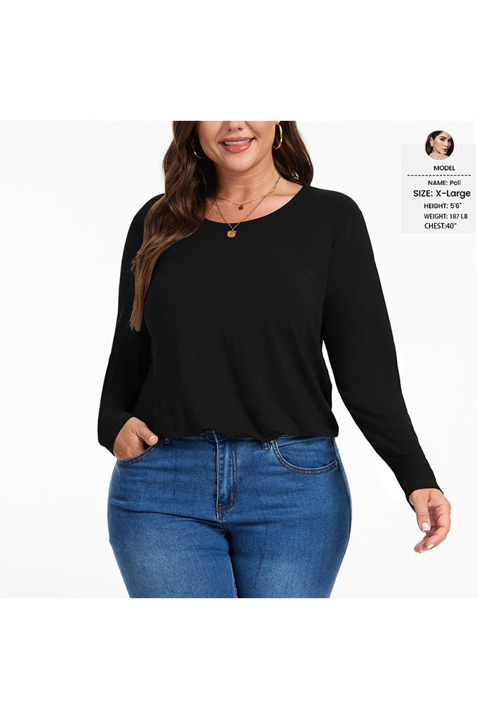 Women's Plus Size Tops Crew neck Long Sleeve Shirts Loose Tunic Tops Fall Shirts