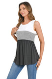 Bearsland Sleeveless Patchwork Scoop Neck Breastfeeding Shirt