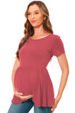 Bearsland Maternity Tops Short Sleeve Scoop Neck Pregnancy Clothes