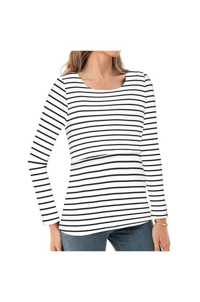 Women's Maternity Nursing Tops Comfy Long Sleeve Breastfeeding T-Shirt 3-Pack