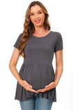 Bearsland Maternity Tops Short Sleeve Scoop Neck Pregnancy Clothes