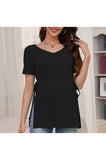 Bearsland Women's Maternity Shirt Casual Tops Side Split Pullovers Pregnancy Clothes