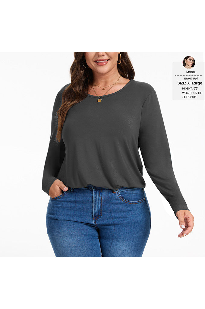 Women's Plus Size Tops Crew neck Long Sleeve Shirts Loose Tunic Tops Fall Shirts