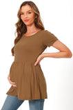 Bearsland Maternity Tops Short Sleeve Scoop Neck Pregnancy Clothes