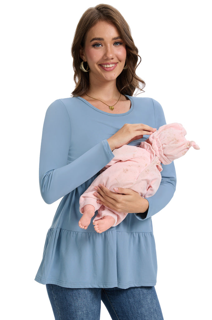 Bearsland Women’s Nursing Top 3pack Long Sleeve Scoop Neck Breastfeeding Shirts