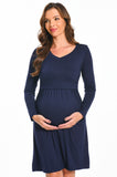 Bearsland Women's V-Neck Long Sleeve Maternity Dresses Nursing Dresses