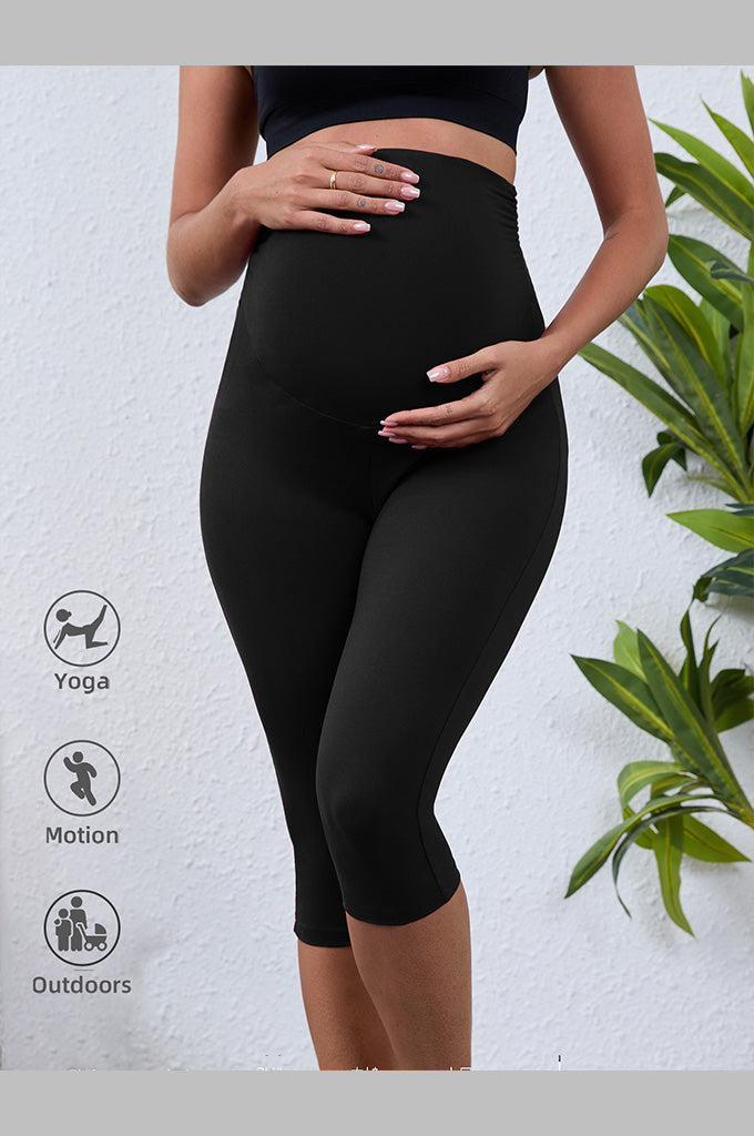 Women's Maternity Capri Leggings over The Belly Pregnancy Yoga Pants Workout Activewear Leggings 2-Pack