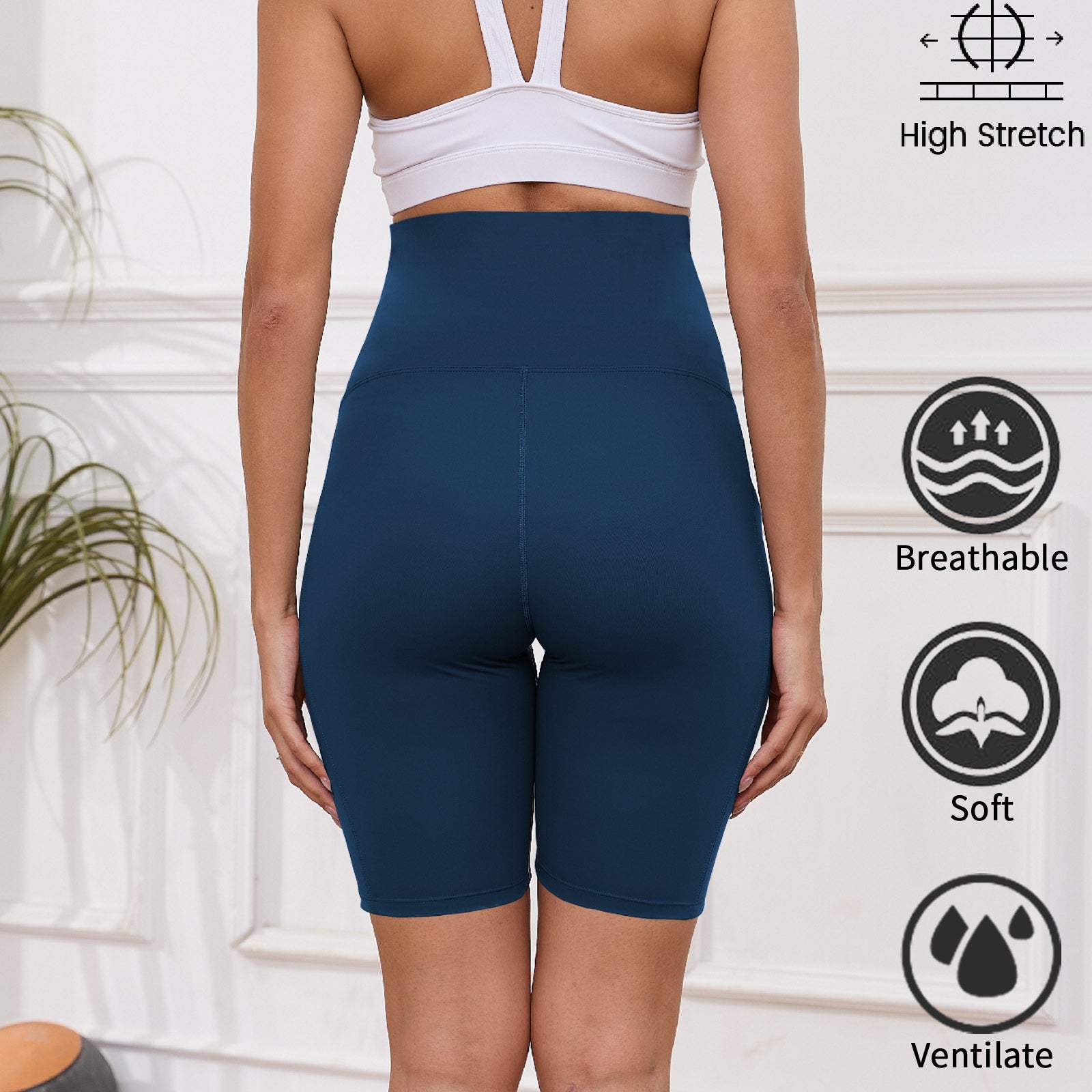 DDLUYY Women's Plus Size Butterluxe Tummy Control High Waist Yoga Shorts Workout Athletic Biker Shorts with Pockets 3-Pack