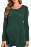 BEARSLAND Round Neck Long Sleeve Maternity Top