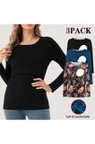 Women's Maternity Nursing Tops Comfy Long Sleeve Breastfeeding T-Shirt 3-Pack